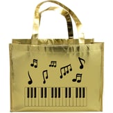 Music Notes and Keyboard, Metallic Gold Tote Bag 12